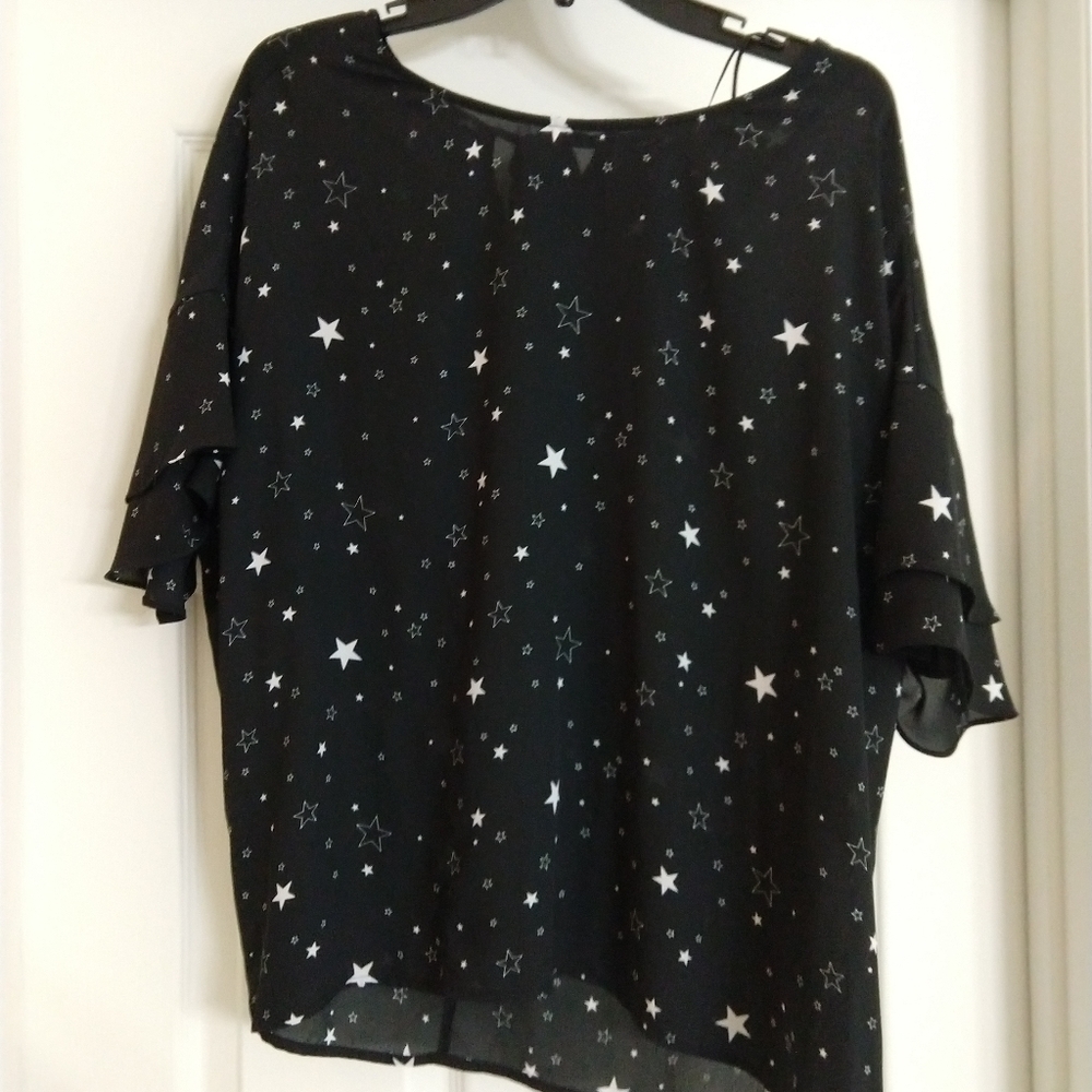 Black blouse with white stars